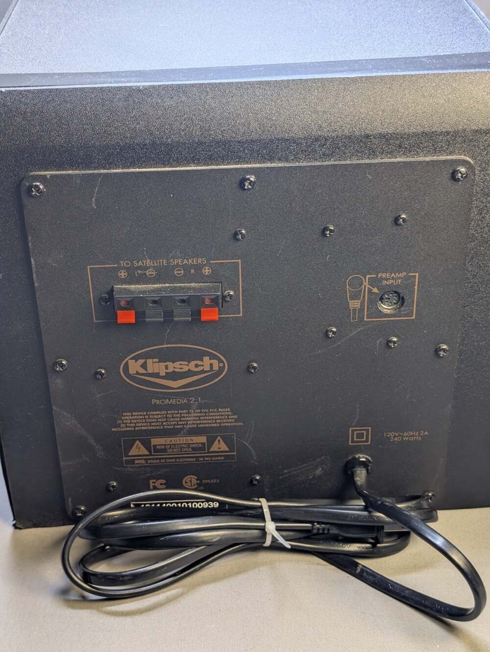 Klipsch ProMedia 2.1 THX Subwoofer OnlyBlack Untested AS IS Parts or Repair